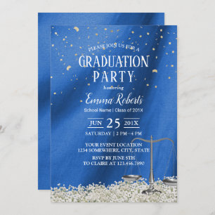 Law School Navy Blue Future Lawyer Graduation Invitation