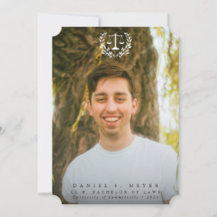 Law School White Overlay 2 Photo Graduation Announcement