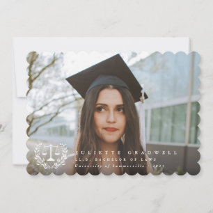 Law School White Overlay 2 Photo Graduation Announcement