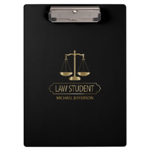Law Student - Black and Gold Clipboard