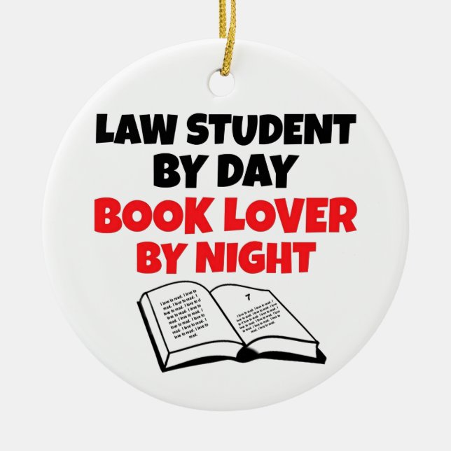 Law Student Loves Reading Ceramic Tree Decoration (Front)