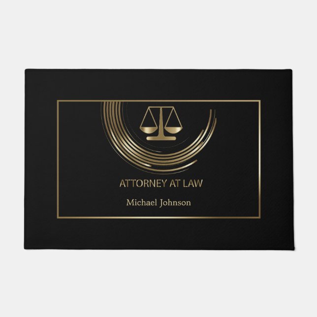 Law Symbol Logo - Black and Gold Doormat (Front)