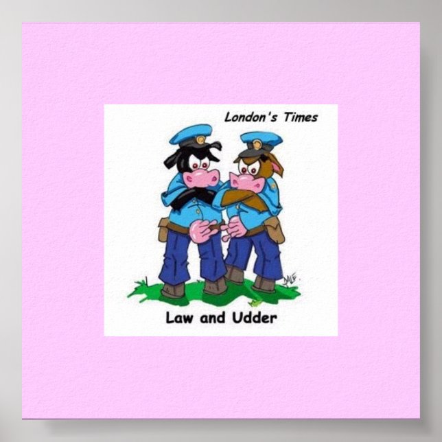 Law & Udder Funny Cow Cartoon Print (Front)