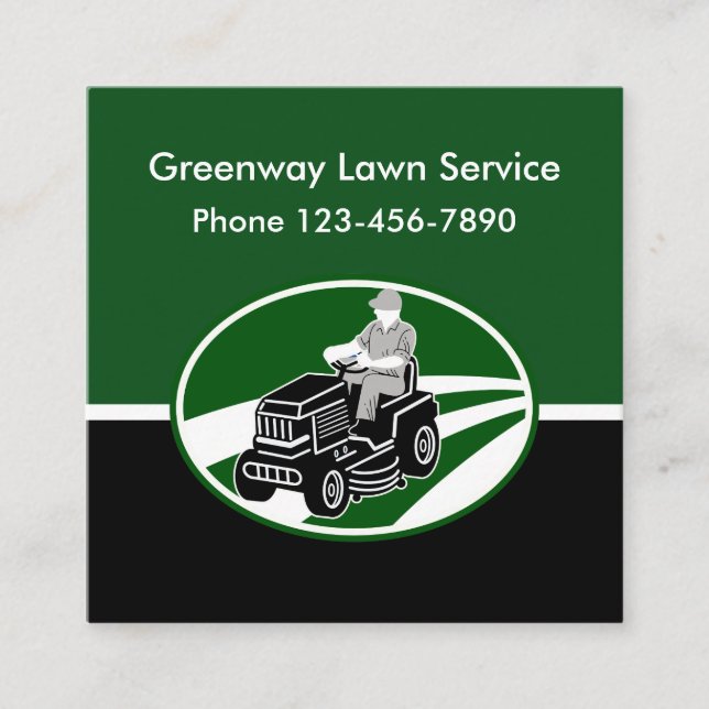 Lawn And Landscaping Sevices Square Business Card (Front)