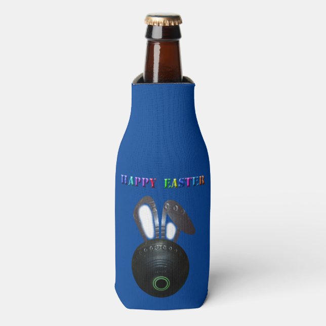Lawn Bowl Easter Bunny, Bottle Cooler (Bottle Front)
