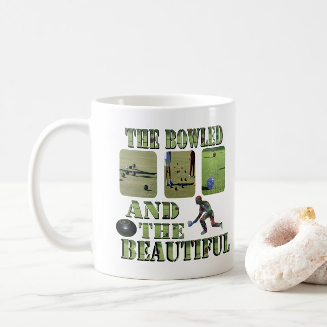 Lawn Bowler Bowled Beautiful Design, Coffee Mug (With Donut)