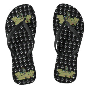 Lawn Bowler On Black Lawn Bowls, Jandals