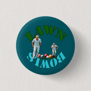 Lawn Bowlers Bowling, 3 Cm Round Badge