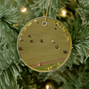Lawn Bowls 2024 Golden Coin,  Ceramic Tree Decoration