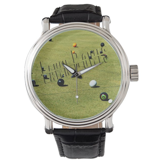 Lawn Bowls Action And Logo, Watch (Front)