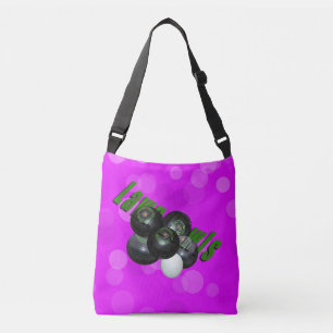 Lawn Bowls And Jack On Pink Bokeh, Crossbody Bag