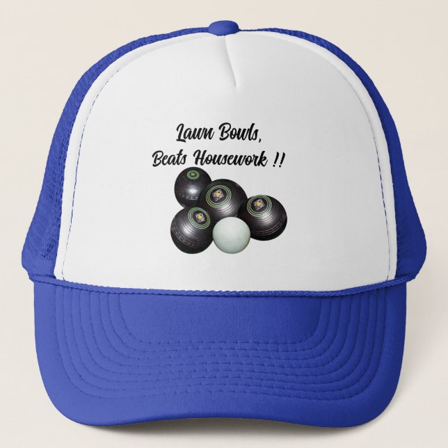 Lawn Bowls Beats Housework Funny, Truckers Hat (Front)