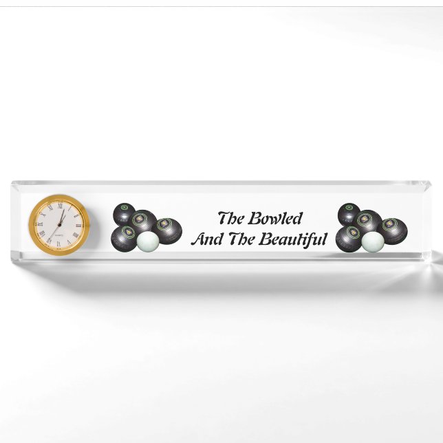 Lawn Bowls Bowled And Beautiful Design, Nameplate (Front)