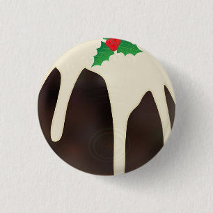Lawn Bowls Christmas Pudding, 3 Cm Round Badge