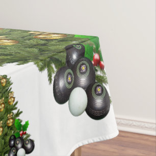 Lawn Bowls Christmas Tree Design, Tablecloth