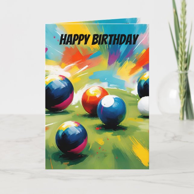 Lawn Bowls Color Splash, Birthday Card (Front)
