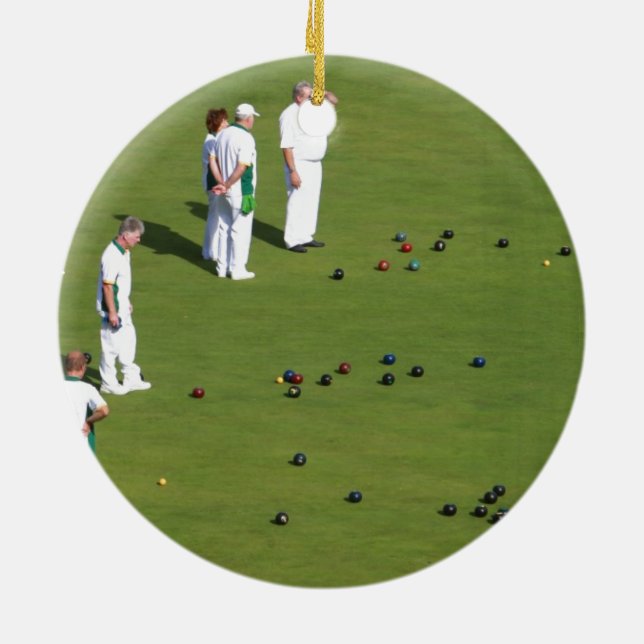 Lawn Bowls England Ceramic Tree Decoration (Back)