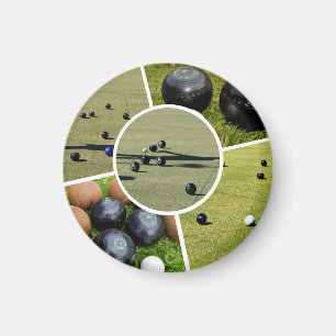 Lawn Bowls Five Picture Photo Collage, Magnet