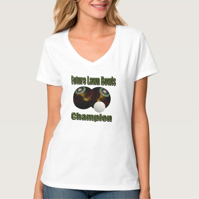 Lawn Bowls Future Champ, Ladies Vneck Tshirt (Front)
