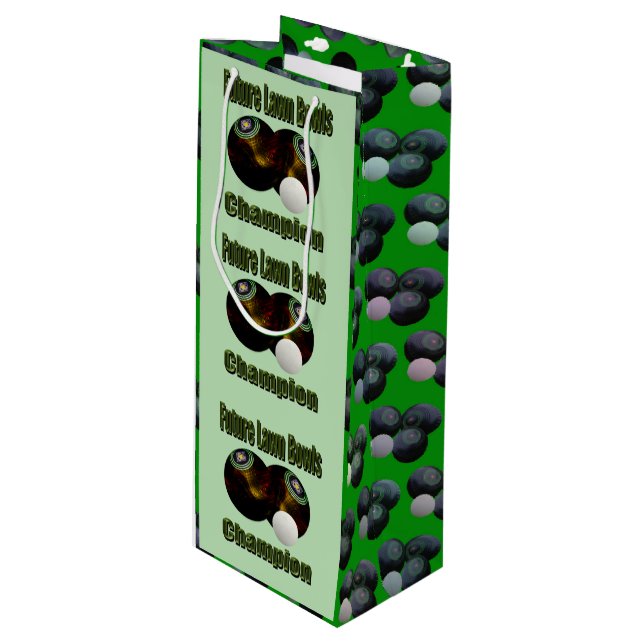 Lawn Bowls Future Champion, Wine Gift Bag (Front Angled)
