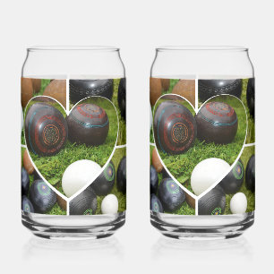Lawn Bowls Heart Photo Collage, Can Glass