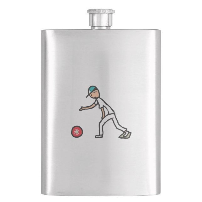 Lawn Bowls Hip Flask (Front)
