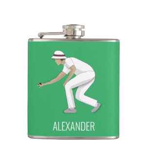 Lawn Bowls Hip Flask