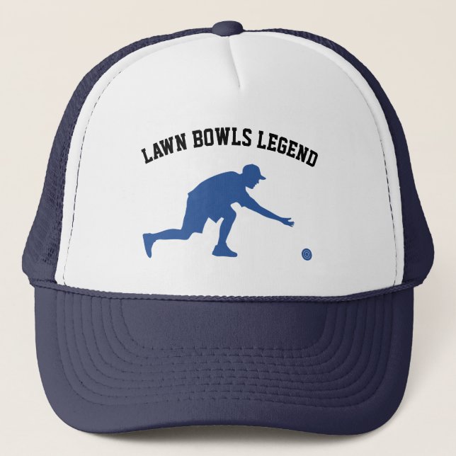 Lawn Bowls Legend Blue Trucker Hat (Front)