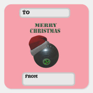 Lawn Bowls Merry Christmas, Square Sticker