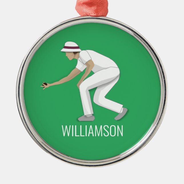 Lawn Bowls Metal Tree Decoration (Front)