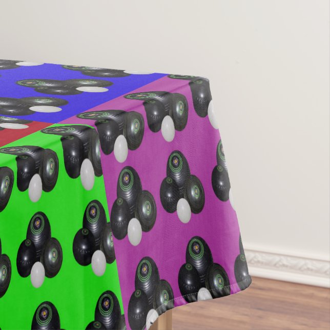 Lawn Bowls Multi Coloured Patchwork Pattern, Tablecloth (In Situ)