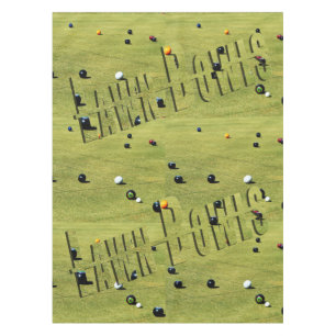 Lawn Bowls On Green And Logo Cotton Table Cloth