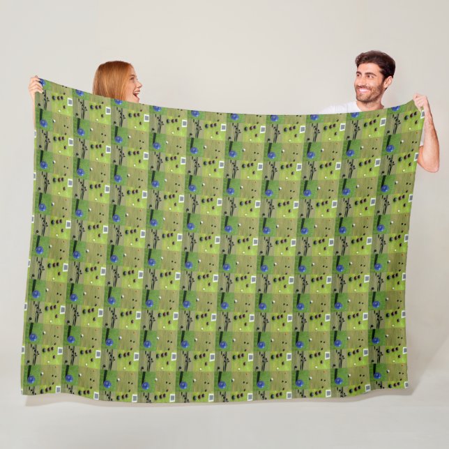Lawn Bowls Photo Collage Pattern, Fleece Blanket (In Situ)