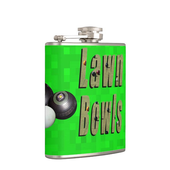 Lawn Bowls Picture Logo, Hip Flask (Right)