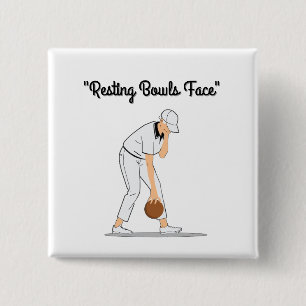 Lawn Bowls: Resting Bowls Face 15 Cm Square Badge