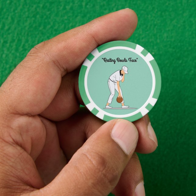 Lawn Bowls: Resting Bowls Face Poker Chips (Hand)