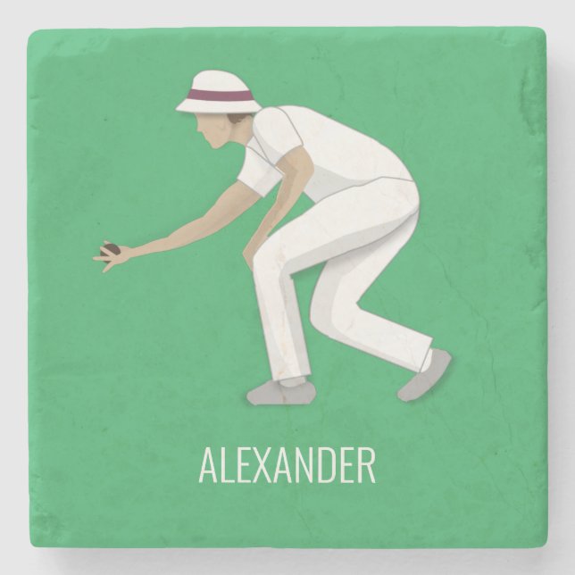 Lawn Bowls Stone Coaster (Front)