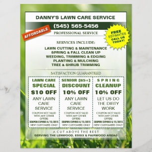 Lawn Care 8.5 x 11 Coupon Promotion Business Flyer