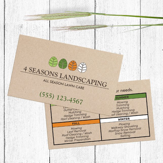 Lawn Care and All Season  Landscaping Business Card (Creator Uploaded)