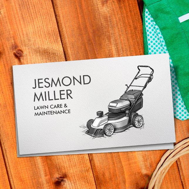 Lawn care and landscaping - lawnmower drawing business card (Creator Uploaded)