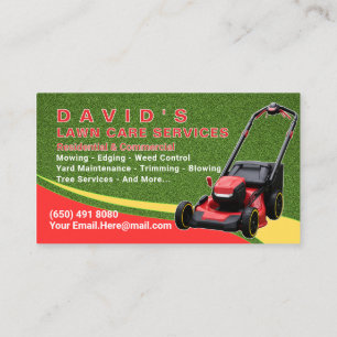 Lawn Care Business Card Landscaping Mower Mulching