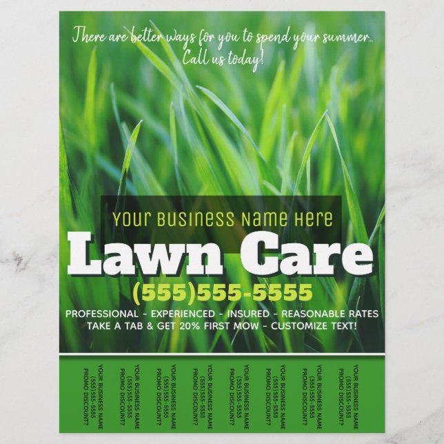Lawn Care. Customisable Advertising Tearsheet Flyer (Front)