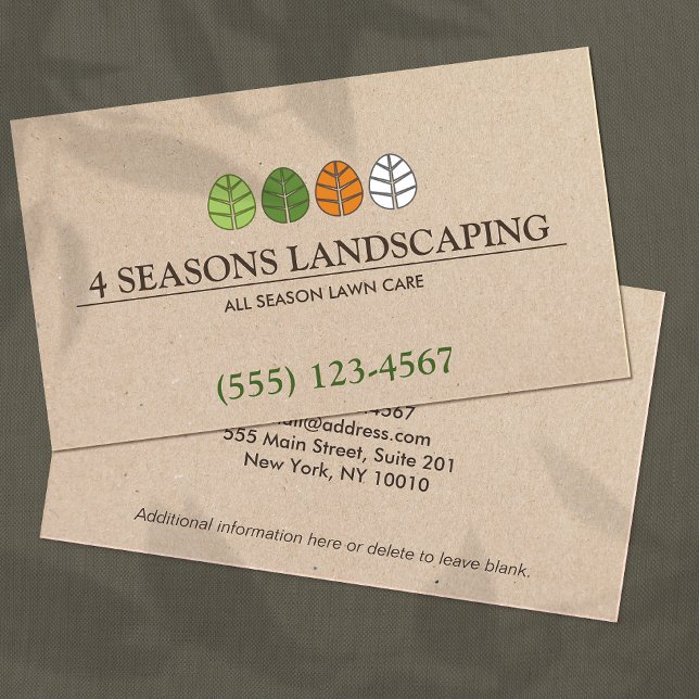 Lawn Care Four Seasons Landscaping Business Card (Creator Uploaded)