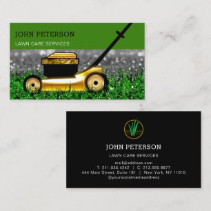 Lawn Care Gardening Grass Cutting Service Gold Gra Business Card