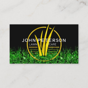 Lawn Care Gardening Landscape Grass Logo Gold Business Card