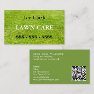 Lawn Care Gardening QR Code Business Card