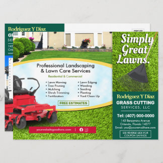 Lawn Care Grass Cutting Landscape 8.75"x6.5" EDDM Menu