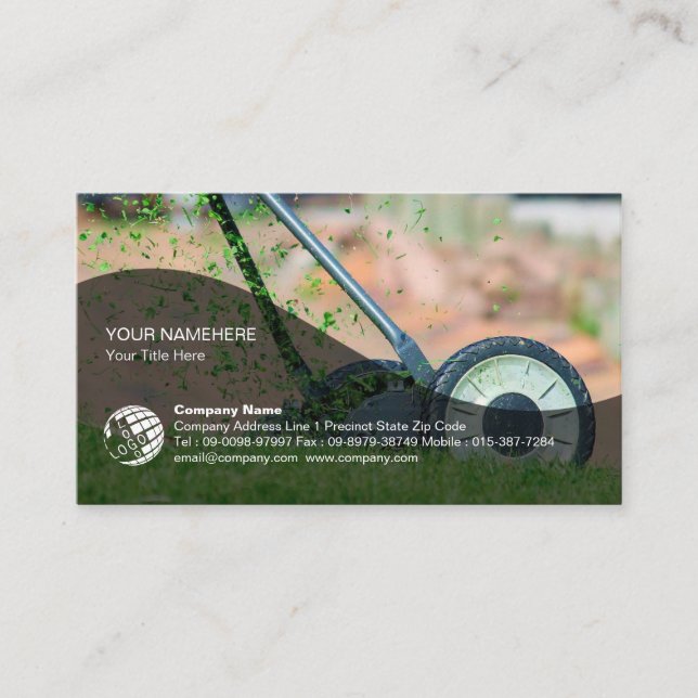 Lawn Care Grass Mowing Gardener Landscape Business Card (Front)