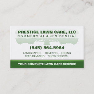 Lawn Care Green & White Custom Template Business Card