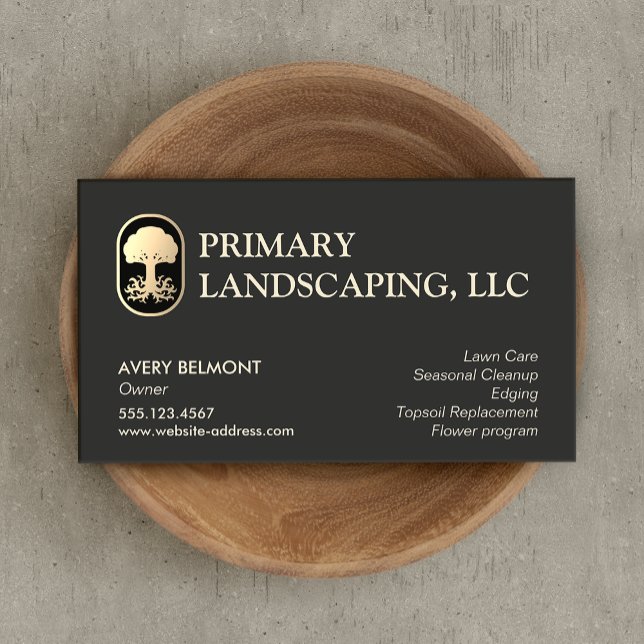 Lawn Care Landscape Design Tree with Roots Business Card (Creator Uploaded)